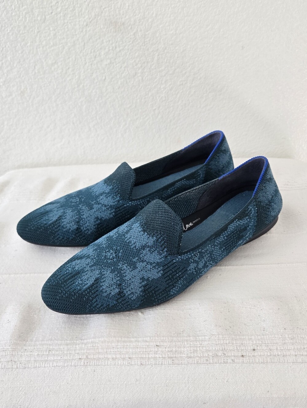 Rothy's Almond Toe Slip-on Loafer Flats Shoes Dark Jade Moroccan Teal Size 7.5